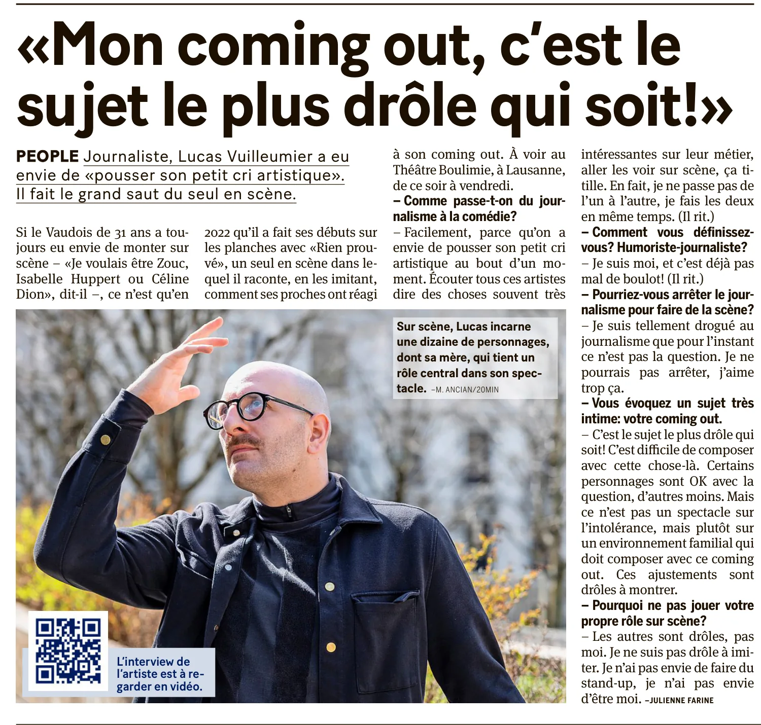 « Mon coming out, c'est le sujet le plus drôle qui soit ! » — page 1